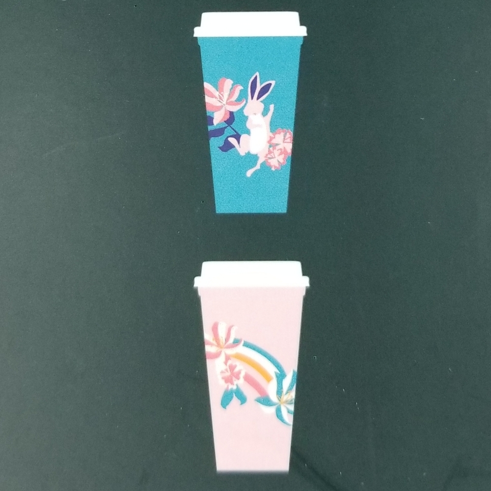 Starbucks Reusable Hot Cups 6 pack 16 ounces Spring Easter Bunny Rabbit NWT - Picture 9 of 13